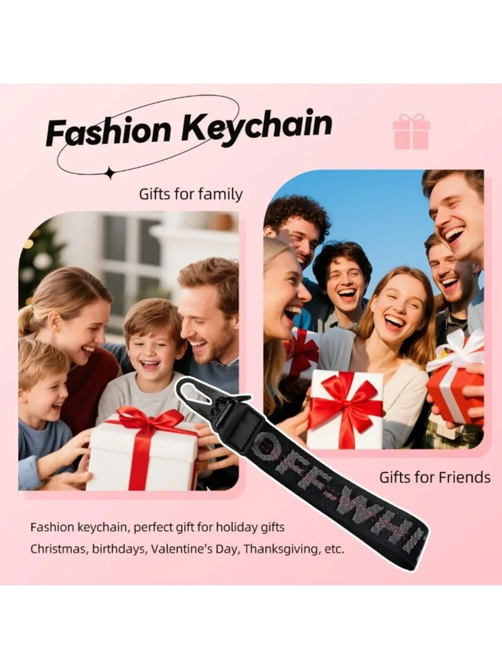 Trendy Webbing Keychain Wrist Strap, Car Key Accessories & Letter Pendant Charm